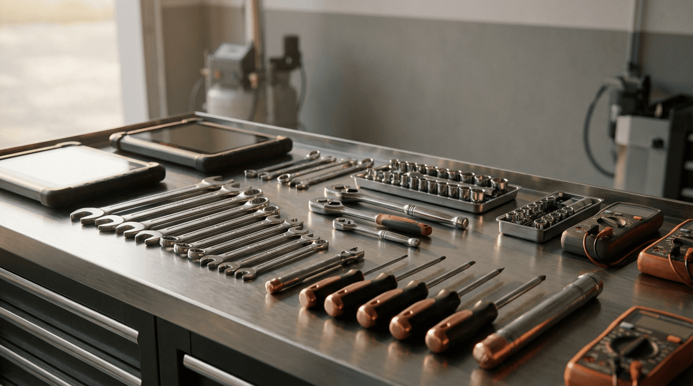 Mobile mechanic workspace interior